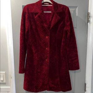 Forever 21 Deep Red Teddy Jacket Women’s Size Large